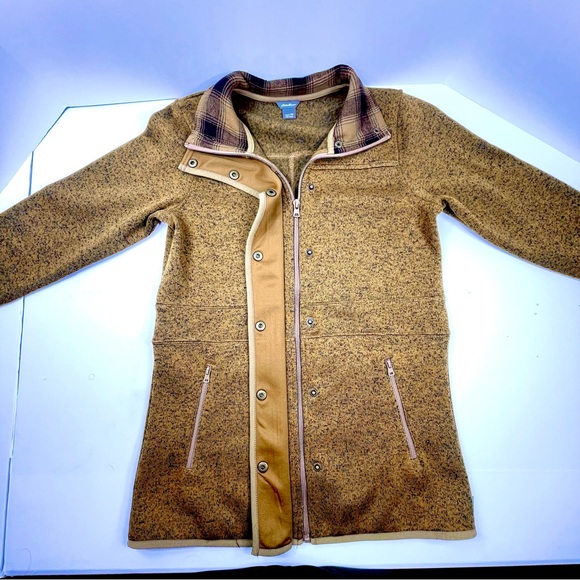 EDDIE BAUER Women's Zip Snap Closure Fleece Jacket Brown/Rust Color Size X-Small - Picture 3 of 9